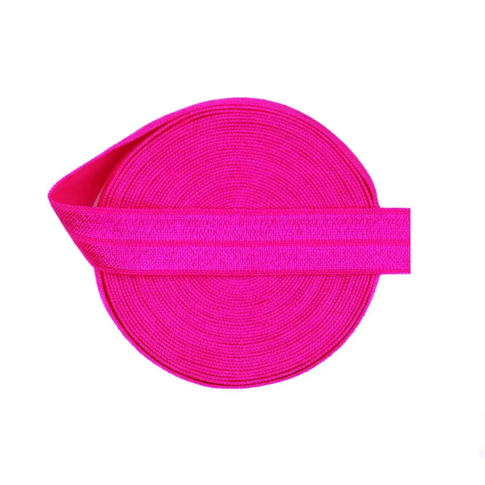 Neon Rose Расческа 5 ярдов 5/8 дюйма 1,5 см, однотонная блестящая эластичная лента из спандекса и сатина для детей, повязка на голову, кружевная отделка, сделай сам, шитье - Цвет: Neon Rose