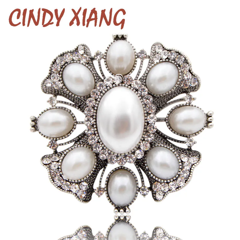 Женские броши CINDY XIANG с искусственным жемчугом и крестом белые большие модные