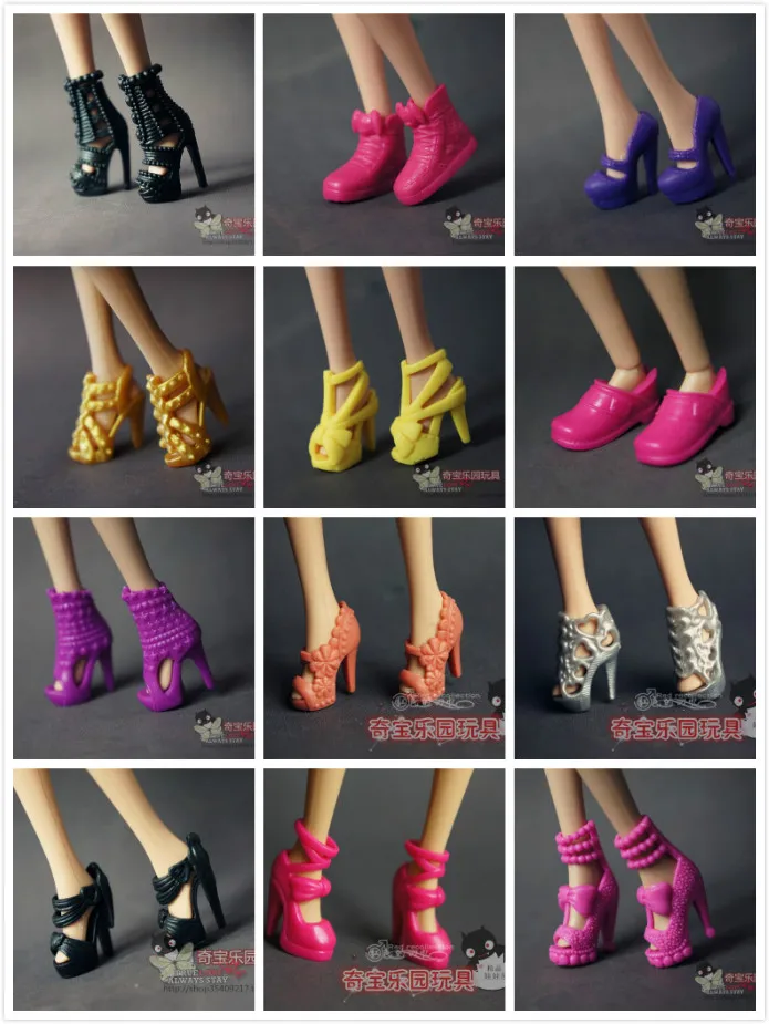 100 Пара кукольных туфель смешанный стиль разноцветные туфли для куклы Барби 1/6 200