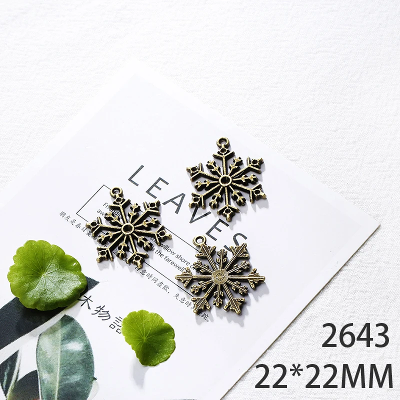

22*22mm 8pcs Snow Alloy Pendant For Diy Jewelry Making 2 Colors Antique Silver Antique Bronze No.2643