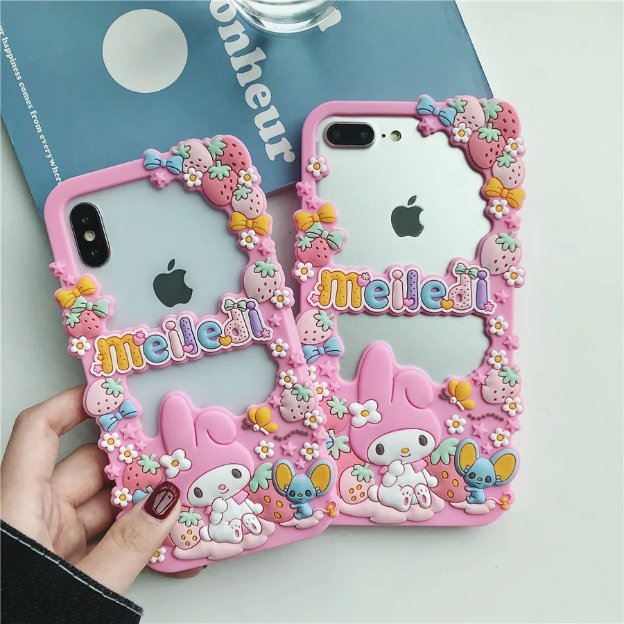 Чехол для телефона My Melody Frame для iPhone 6, 6s, 7, 8 Plus, X, XR, XS, Max, милый мультяшный чехол, мягкий силиконовый резиновый корпус, Fundas Coque