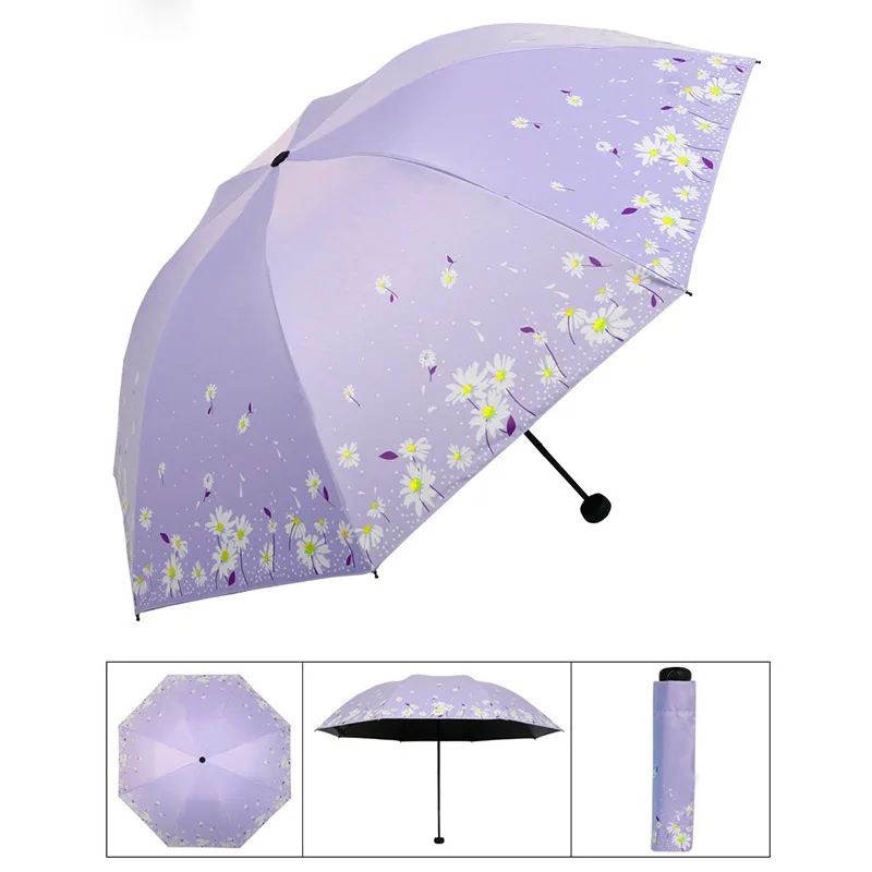 Фиолетовый Цветок Unbrella для женщин складной светильник для девочек зонтик от Солнца Анти-УФ Модные Портативные качественные китайские лучший бренд Детские Зонты - Цвет: Фиолетовый