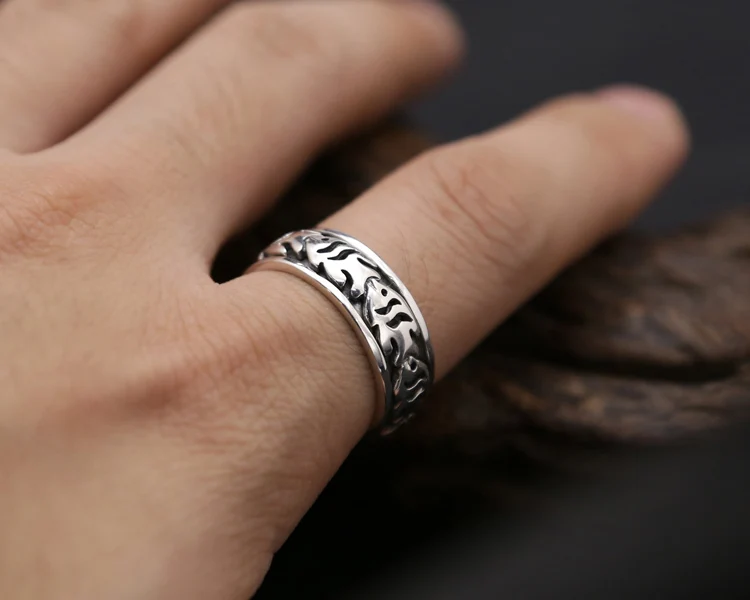 Вращающееся на 925 градусов кольцо-Спиннер из твердого серебра мужское кольцо для