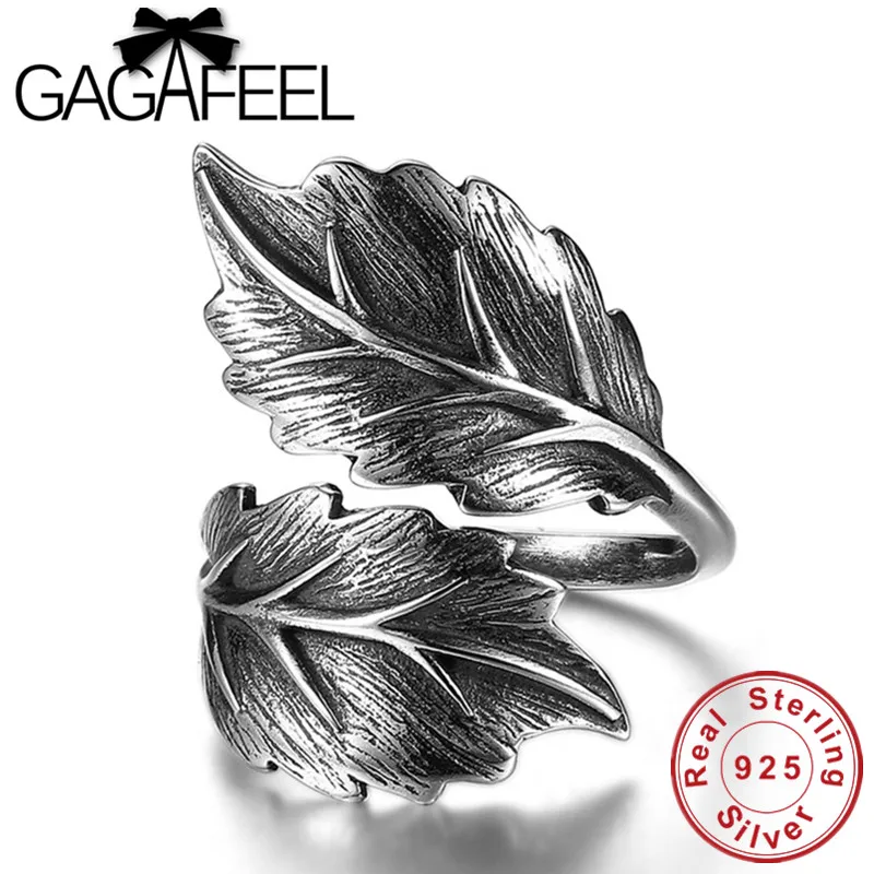 GAGAFEEL, Настоящее 925 пробы, серебряные ювелирные изделия, винтажные кольца в виде листьев для женщин и мужчин, высокое качество, тайские серебряные ювелирные изделия, кольца на палец