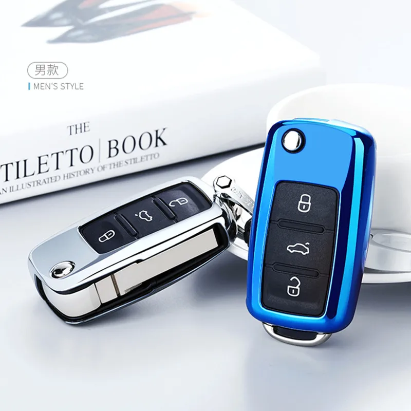 TPU Car Key Case For Volkswagen VW Passat Golf Jetta Bora Polo Sagitar Tiguan Auto Bag Cover Protector with Chain | Автомобили и