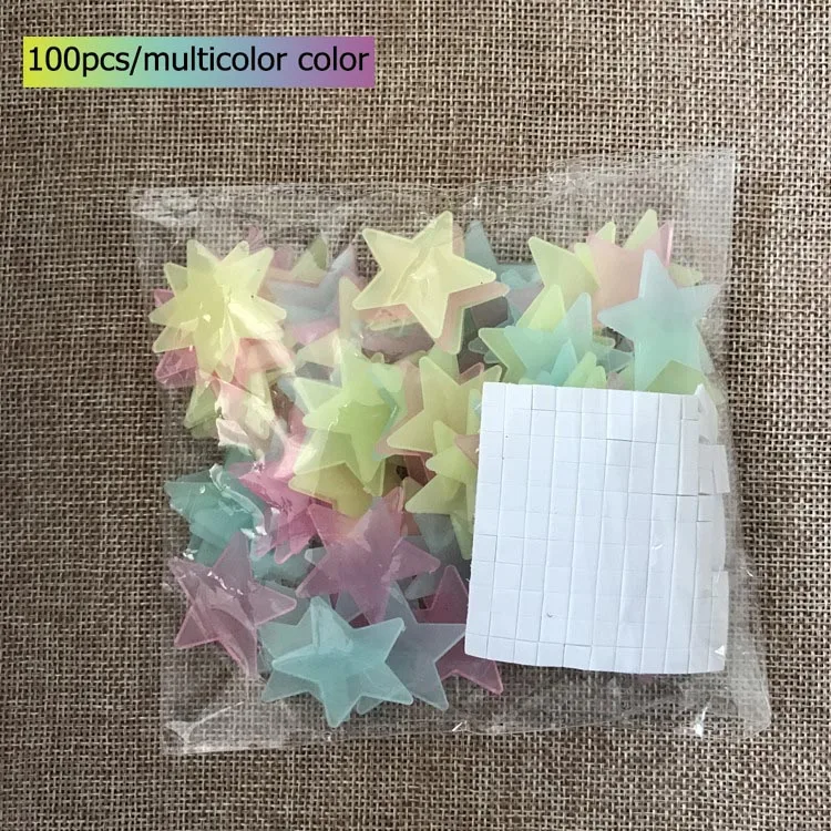 multicolor-04 100 шт светящиеся наклейки звезды светится в темноте Хэллоуин стикерные игрушки для детей светящиеся звезды яркие флуоресцирующие вечерние W - Цвет: multicolor-04
