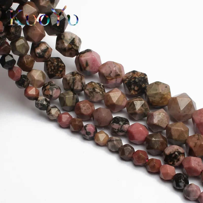 Натуральный граненый черный кружевной родонит бисер для изготовления ювелирных