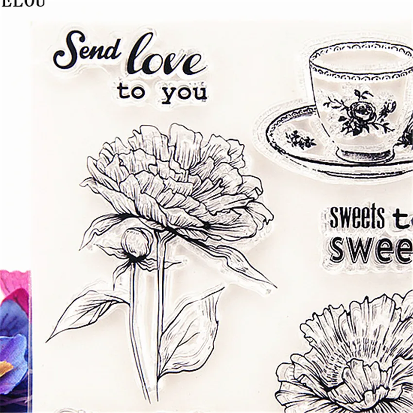 PANFELOU Tea cups and flowers Transparent Silicone Rubber Clear Stamps cartoon for Scrapbooking/DIY Easter wedding album | Дом и сад