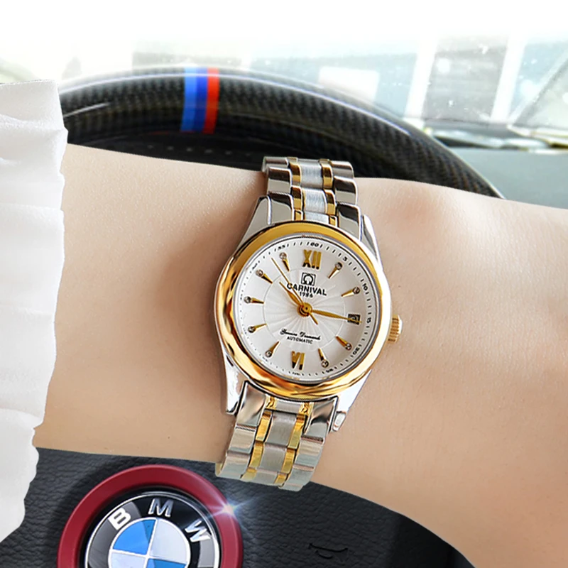 Regalos para mujer карнавальные роскошные золотые женские часы высококачественные автоматические часы женские водонепроницаемые сапфировые часы из полной стали