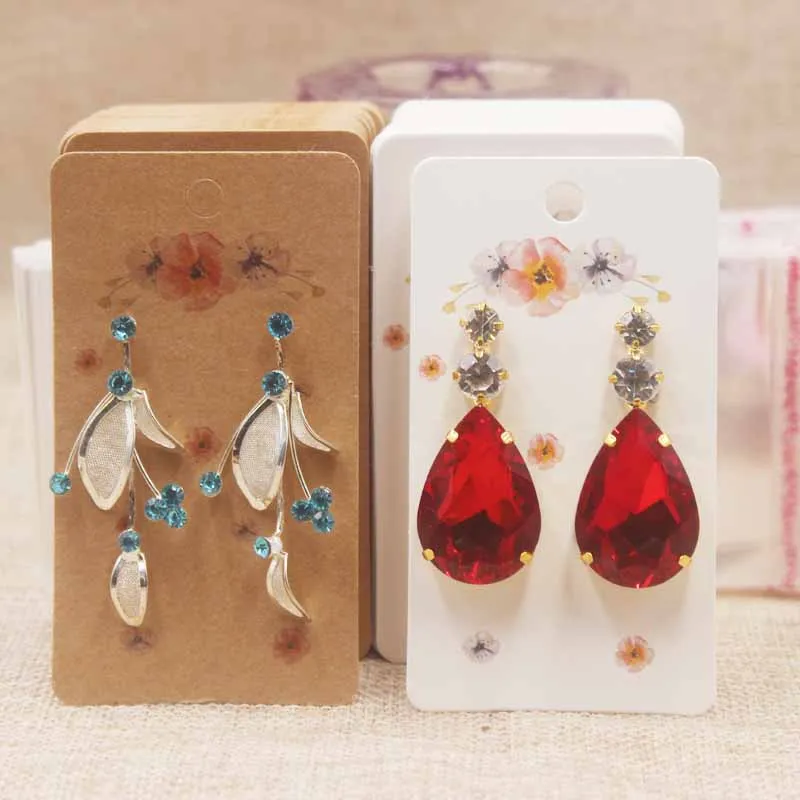 Оптовая продажа 5 см * 9 Крафт-и белый дисплей ювелирных изделий карты