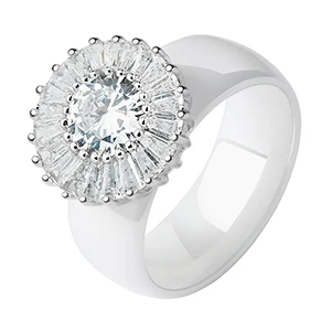 S925 White Rings Стерлинговое Серебро S925, элегантное женское ослепительное цветочное кольцо, CZ Циркон, юбилейное кольцо, здоровые керамические кольца для свадьбы, помолвки - Цвет основного камня: S925 White Rings