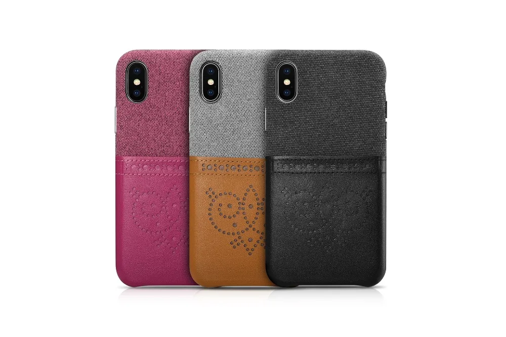 Черный оригинальный XOOMZ для IPhone X Case из искусственной кожи + Ткань телефонные