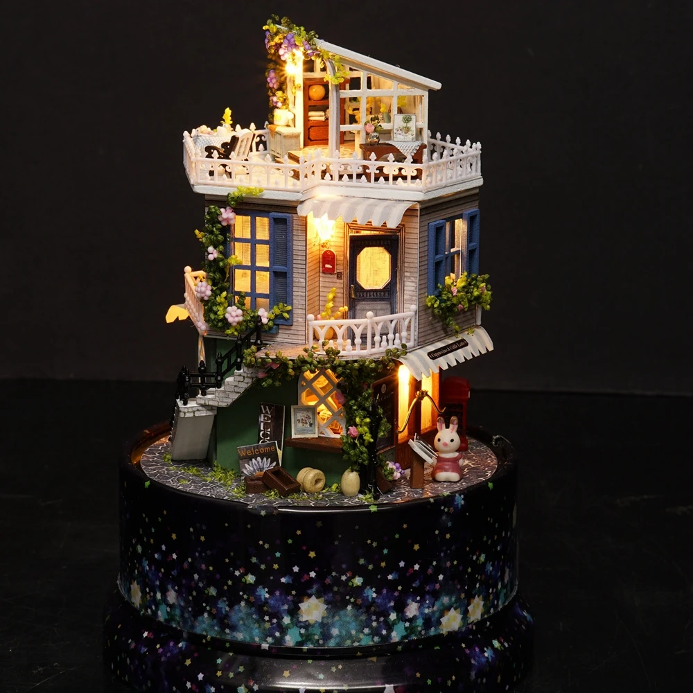 Вращающийся Кукольный дом мебель миниатюрные 3D деревянные миниатюры сделай сам