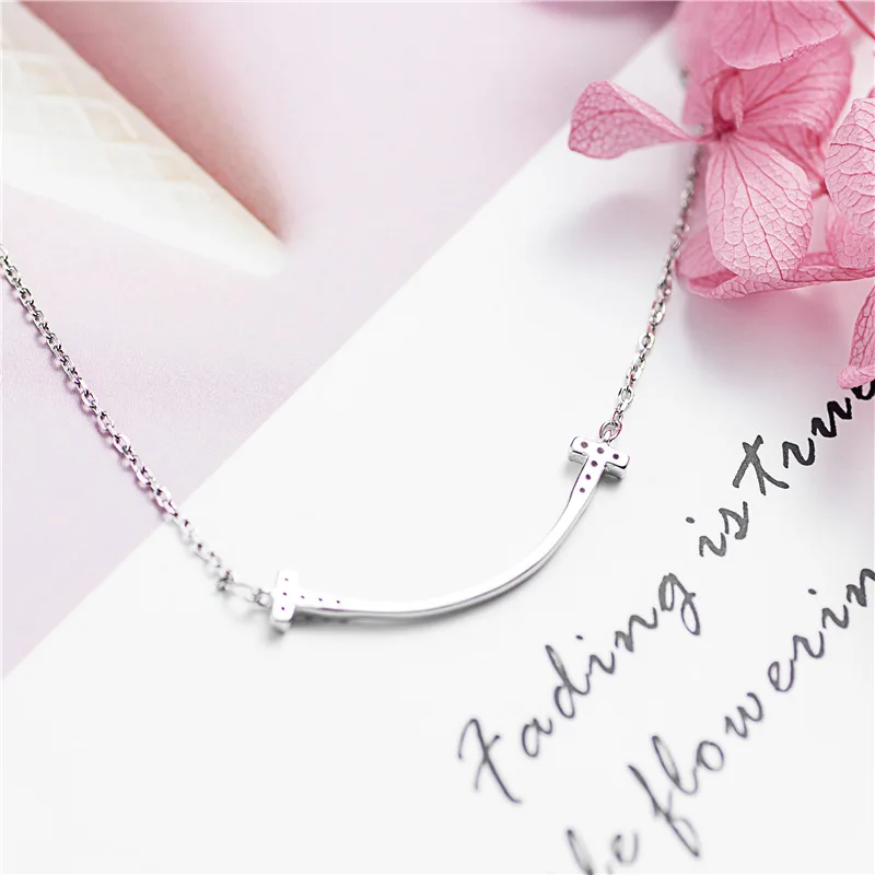 Smile face мини чокер из циркония для женщин 100% S925 серебряные ювелирные изделия
