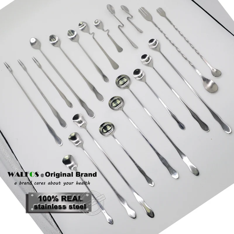 WALFOS, кофейная ложка с длинной ручкой из нержавеющей стали, мороженое, десерт, чайная ложка для пикника, кухонные аксессуары
