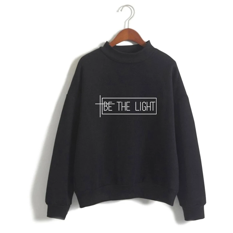 LUCKYFRIDAYF модные толстовки с высоким воротником и принтом Be The Light мужские женские