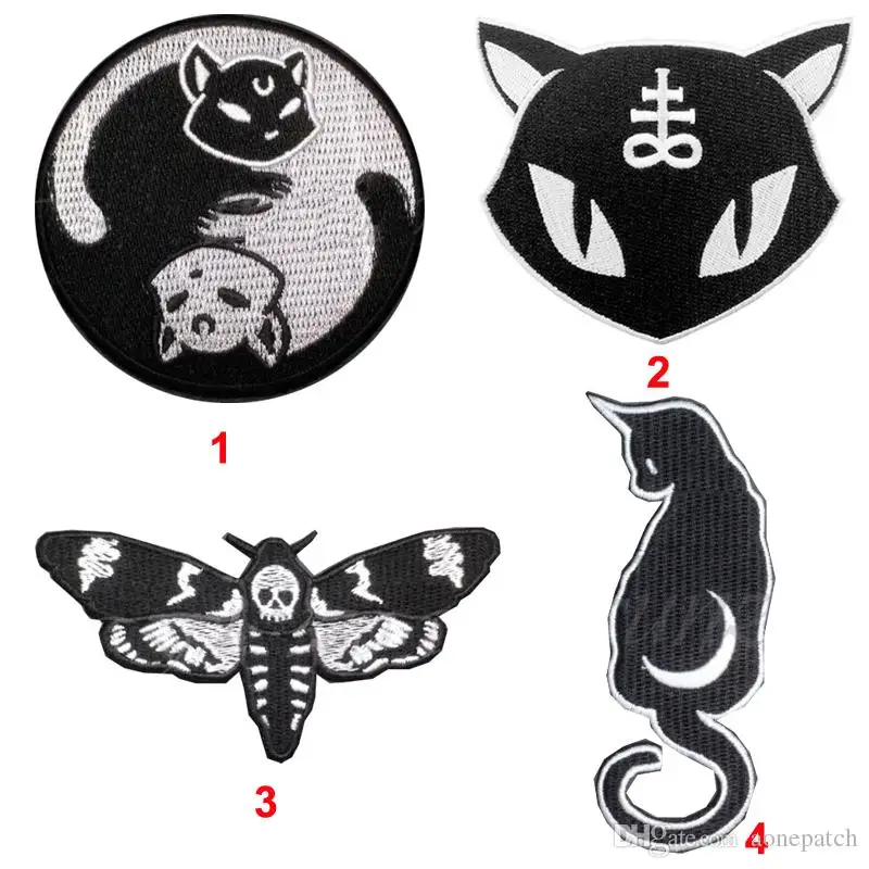 Сатановая Черная Кошка Луна Хэллоуин ведро зло Пришивание патч железная