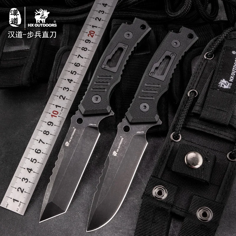 Охотничий нож HX на открытом воздухе с фиксированным клинком 58Hrc 7cr17mov стальной для