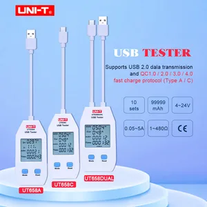 Измеритель мощности и тестер USB серии UT658, UNI-T и USB-A, цифровой измеритель напряжениятокаемкостиэнергиисопротивления