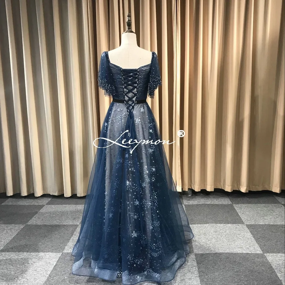 Vestidos вечерние платья темно-синий Турецкий Арабский Дубай блесток Выпускной халат с блестками De Soiree торжественное платье