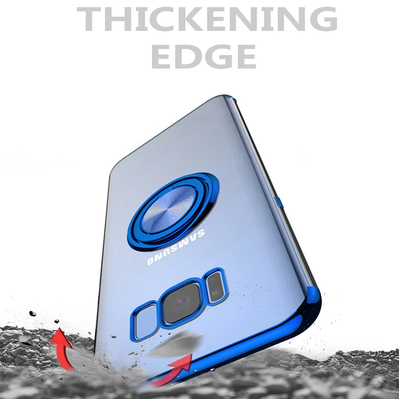 Protective Cover For Samsung Galaxy S9 S8 Note 9 Plus Case Coque Clear 360 Finger Ring S10 lite S10P Soft |