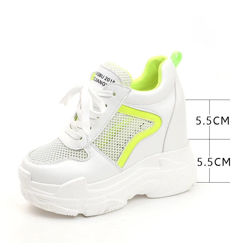Женские кроссовки на танкетке 11 см повседневные дышащие платформе со скрытым