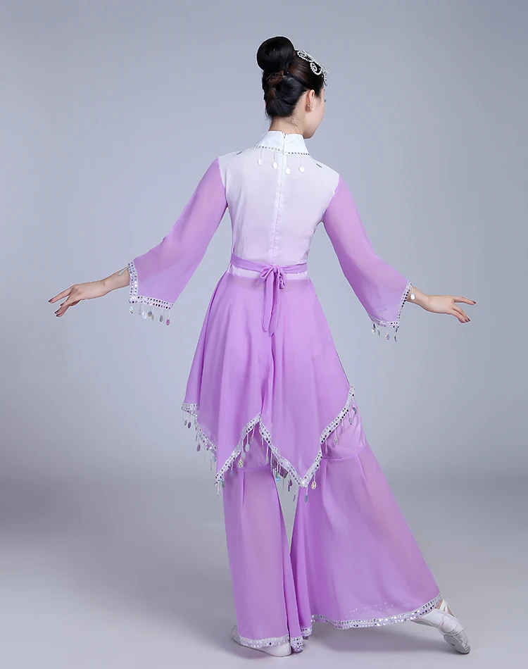 Chinese hanfu women classical dance costumes women's elegant fan national performance costume |