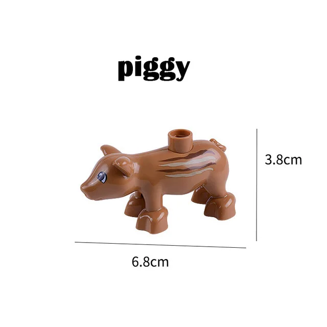 Piggy Duplos фигурки животных, большие наборы строительных блоков, слон, обезьяна, лошадь, детские мини Развивающие игрушки для детей, подарок - Цвет: Piggy