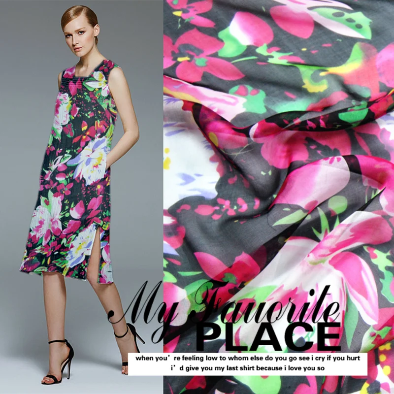 

Silk Chiffon Fabric Dress Flower Spring Summer Beauty 100% dress shirt Baotou (1 meter)