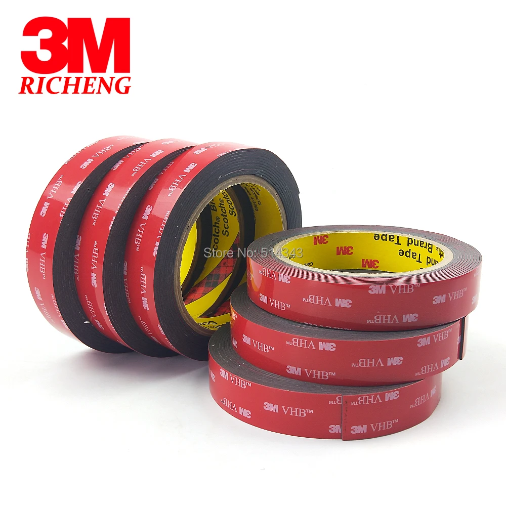 3M VHB 5952 двухсторонняя чувствительная к давлению клейкая акриловая поролоновая лента, темно-серый цвет, толщина 1,1 мм, 20 мм* 3 м, 1 рулон/партия