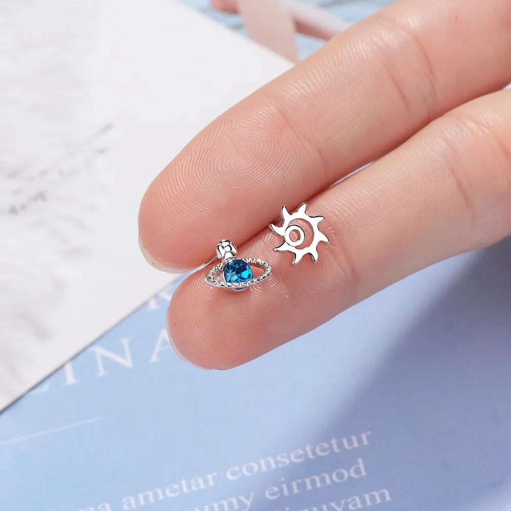 Новые Модные Простые асимметричные серьги-гвоздики из стерлингового серебра 925