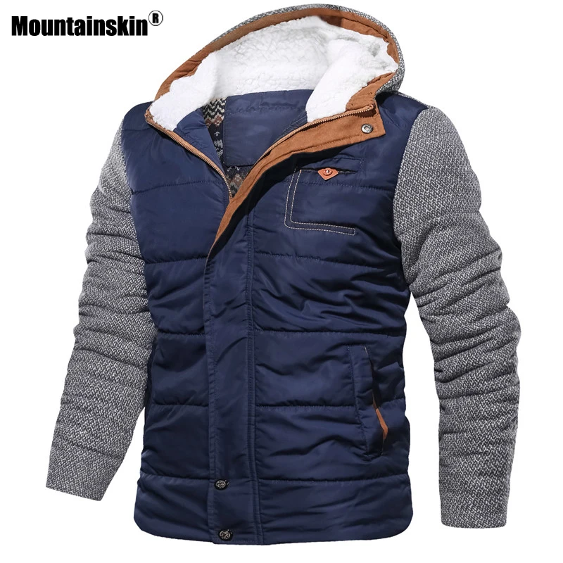Мужская теплая парка Mountainskin черная приталенная куртка из плотного флиса и хлопка