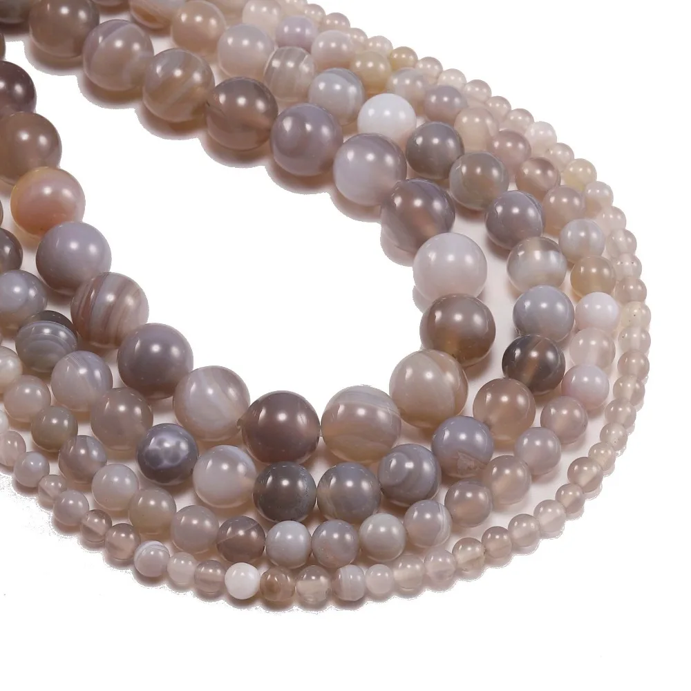 

1strand/lot 4 6 8 10 12 mm Round Stripe Gray Agates Onyx Gems Round Loose Agat Beads Natural Stone Beads For Jewelry Making Diy