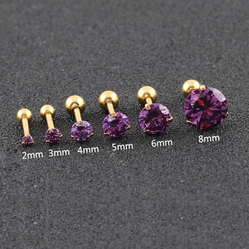 Серьги из хирургической стали круглый кубического циркония серьги пуссеты малый