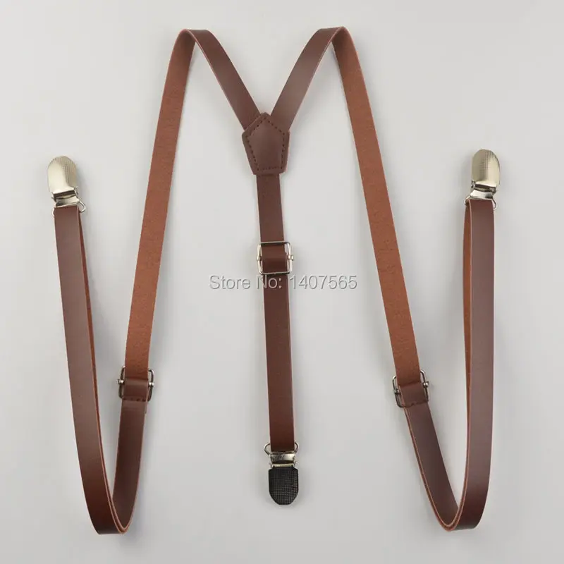 Подтяжки из искусственной кожи для мужчин и женщин коричневый черный цвет ширина