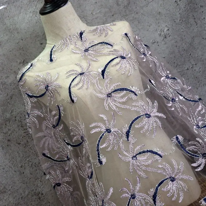 

Three-dimensional strand bud silk screen embroidery fabric DIY dress garment fabric handmade mesh fabric