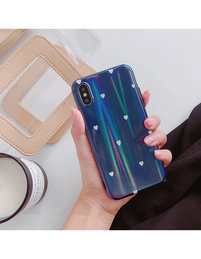 3D Holo Heart Rainbow Case for Iphone X XS MAX XR 10 8 7 Plus 6 6s 6plus 7plus Shell Holographic Hologram Soft Cover |