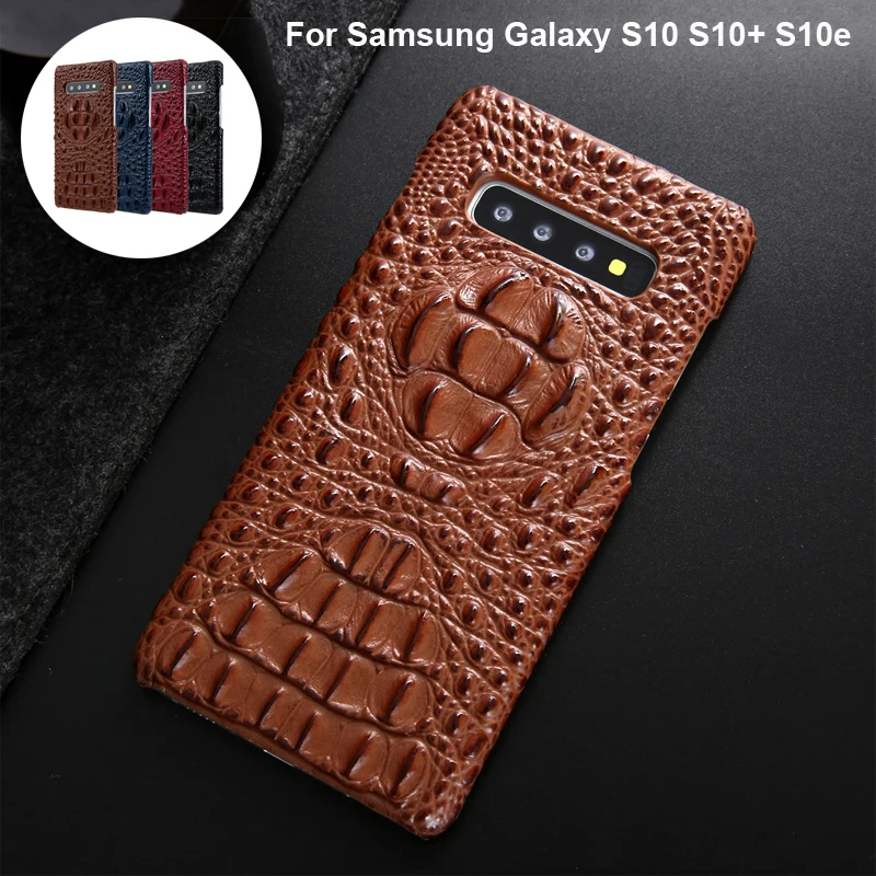Для samsung Galaxy S10 + S10e Чехол класса люкс из коровьей кожи крокодила задняя крышка