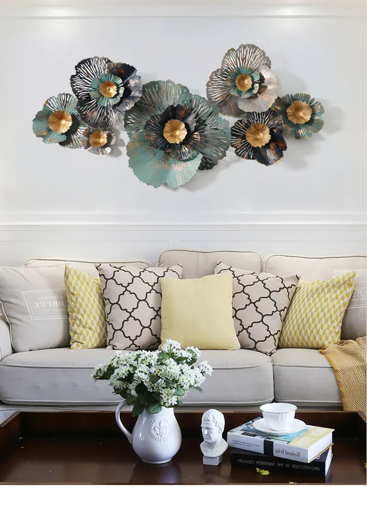 3D Europe Luxury iron wall decor for living room Creative wall handmade metal hanging decoration habitacion iron flowers decor