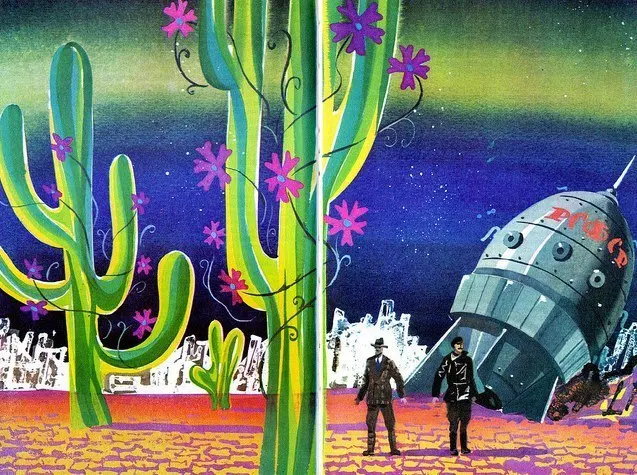 Aelita Sunrise Ретро советская научно-фантастическая комическая иллюстрация искусство