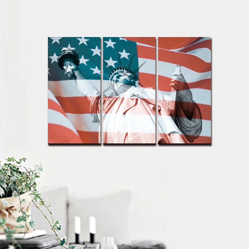 3 Панели флаг США холст настенный рисунок на холсте живопись домашний декор