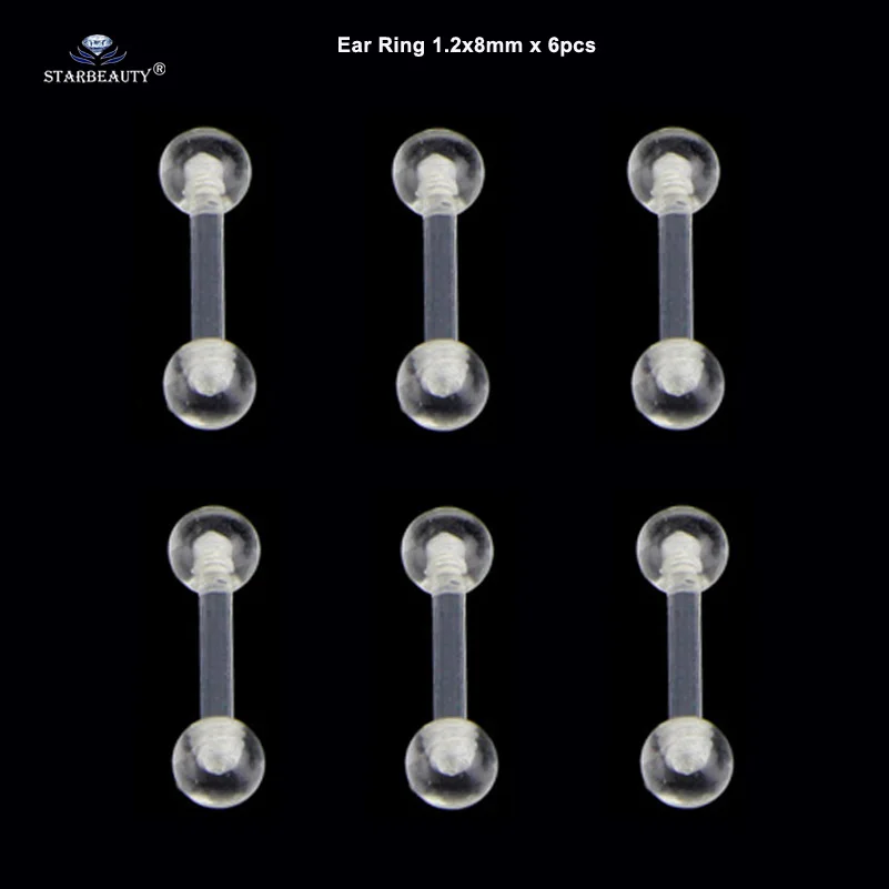 Ear Rings 6 шт Мягкий Прозрачный поддельный нос кольцо перегородка язык кольцо-пирсинг в язык акриловые губы спираль нос пирсинг для пупка пирсинг ниппель кольца - Окраска металла: Ear Rings