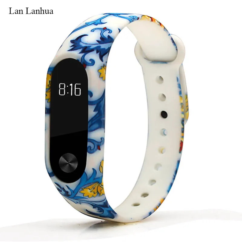 Горячая Распродажа mi 2 наручный ремешок умные аксессуары для xiaomi mi2 mi Band 2 ремешок силиконовый сменный Браслет для xiaomi mi 2 band - Цвет: Lan Lanhua