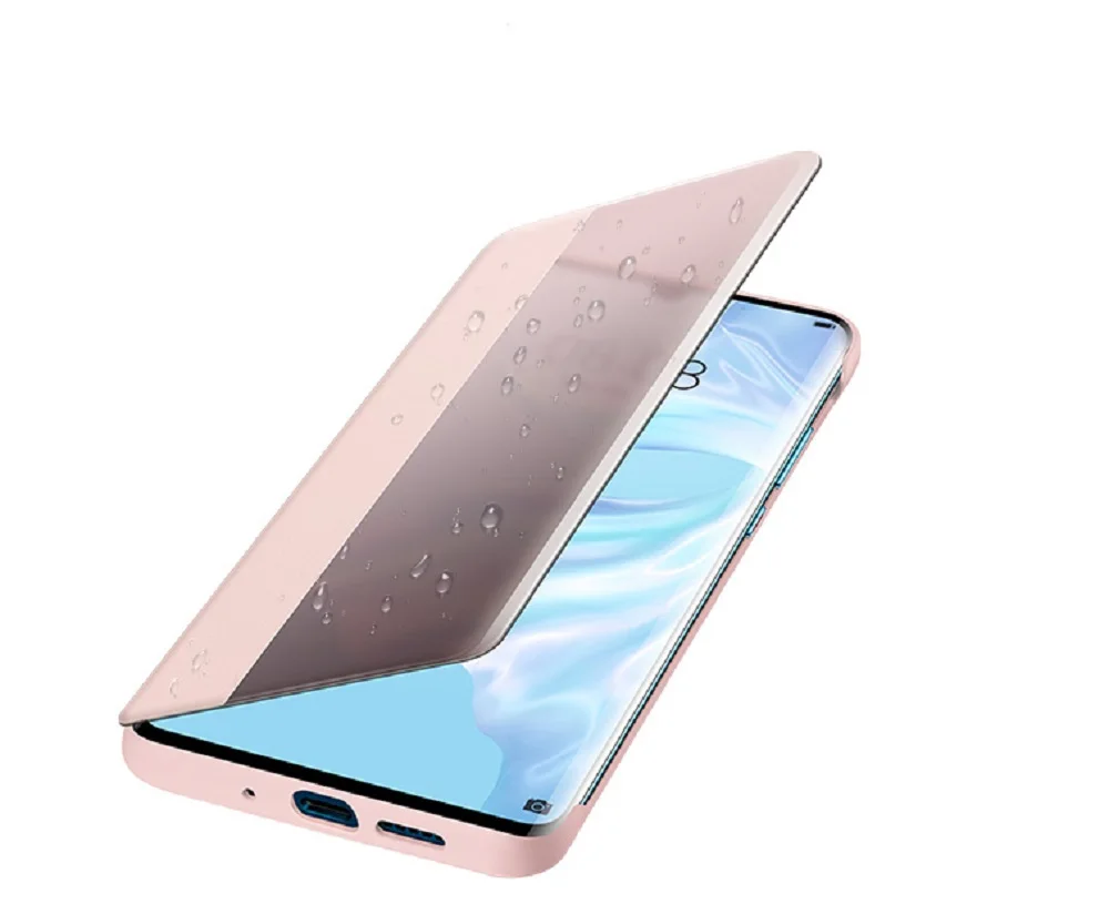 Чехол HUAWEI P30 Pro, официальный,, умный, прозрачный, флип-чехол из искусственной кожи, HUAWEI P30, роскошное покрытие для чехла, зеркальное, оконное покрытие