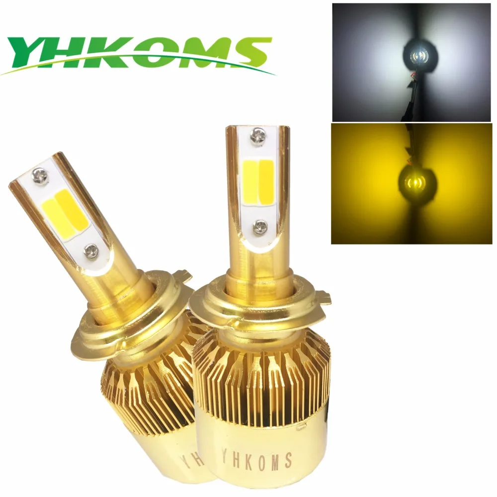 Автомобильные светодиодные фары YHKOMS H7 LED H4 9005 9006 H8 H11 H1 H3 880 881 H27 s 3000K 6000K двухцветные