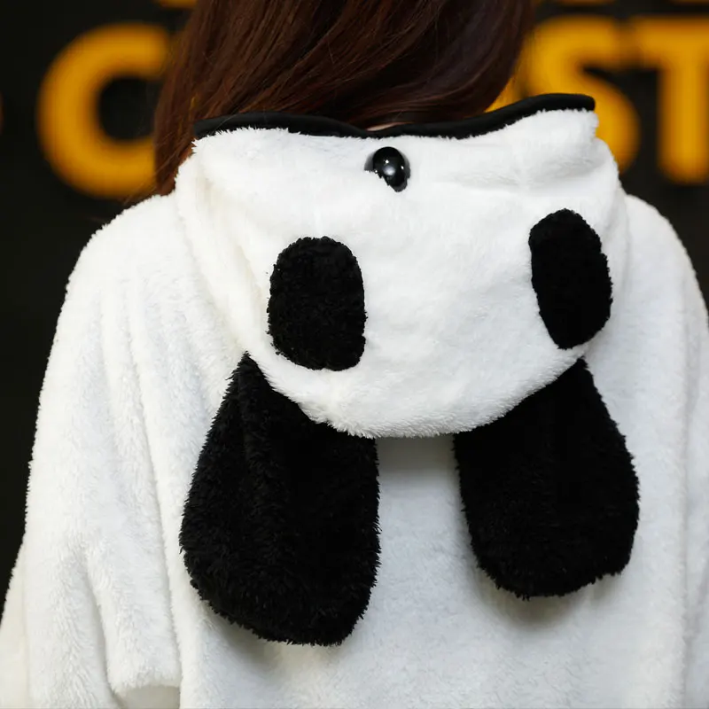 Новое зимнее теплое пальто для женщин с милыми ушками медведя панды мягкая
