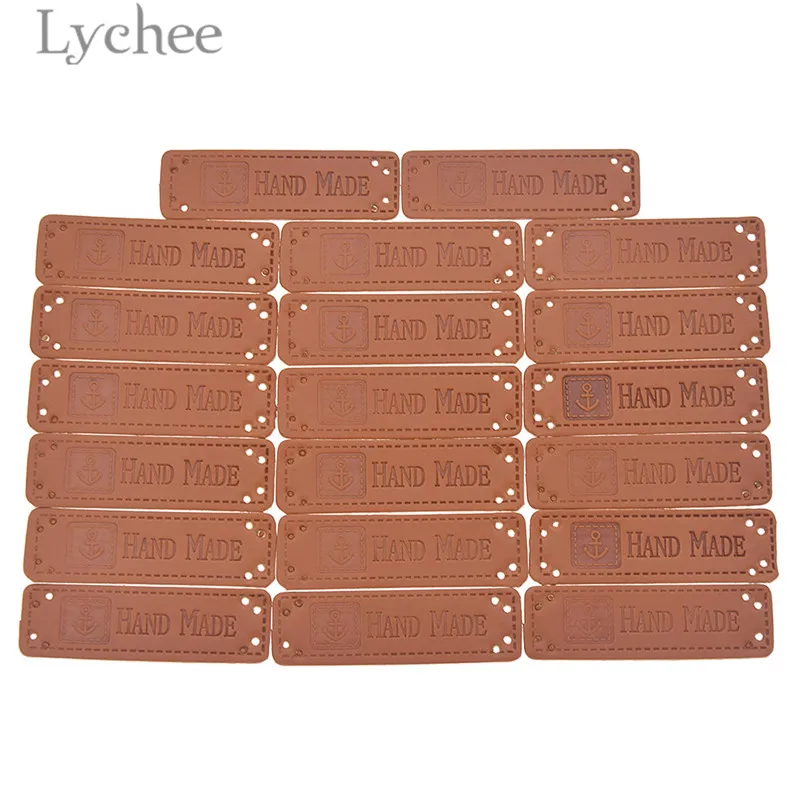 Lychee Life 20 шт. ярлыки ручной работы из искусственной кожи Квадратные с тиснением