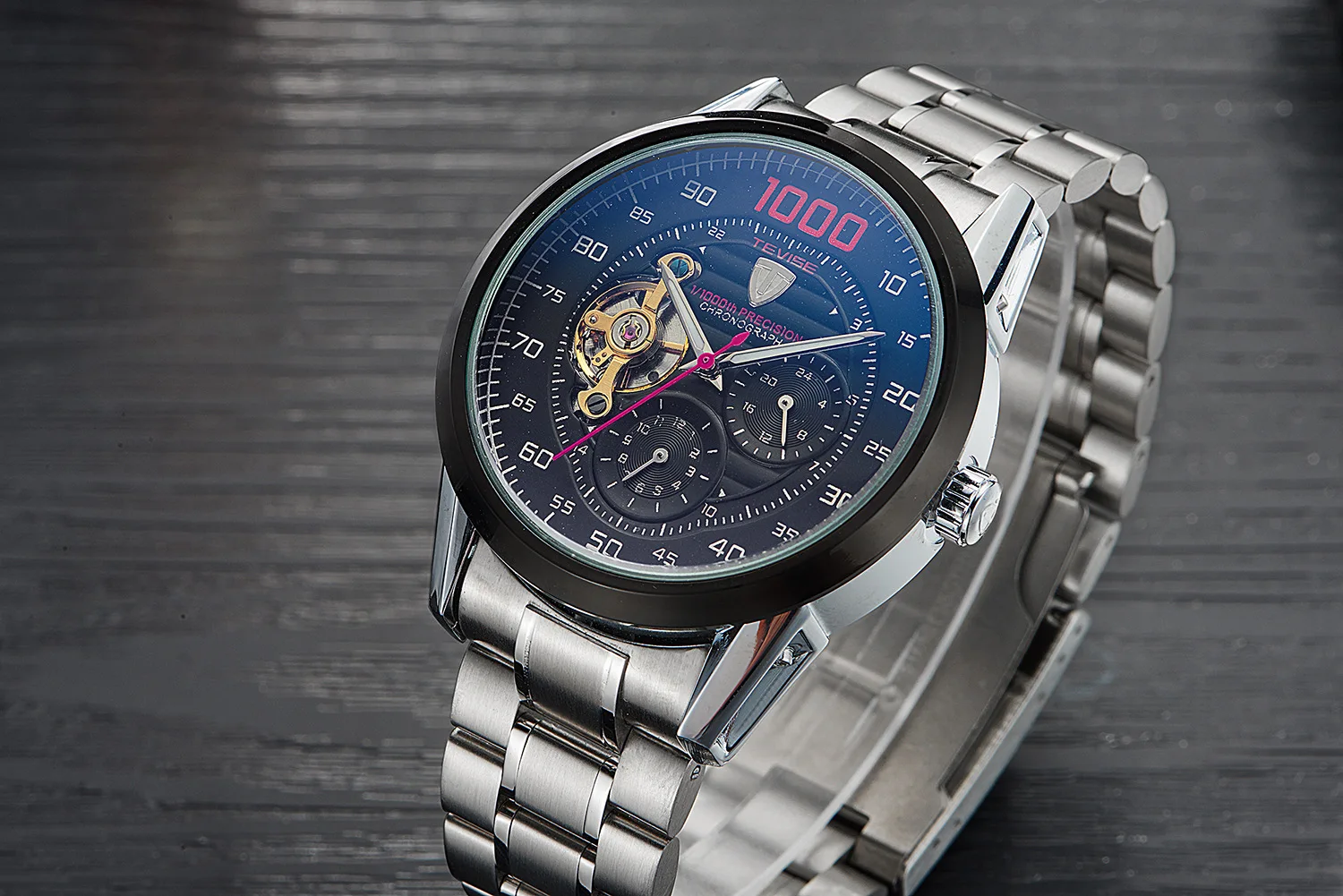 TEVISE, Мужские автоматические механические часы, Tourbillon часы со скелетом, мужские водонепроницаемые часы с самозащитой, мужские часы