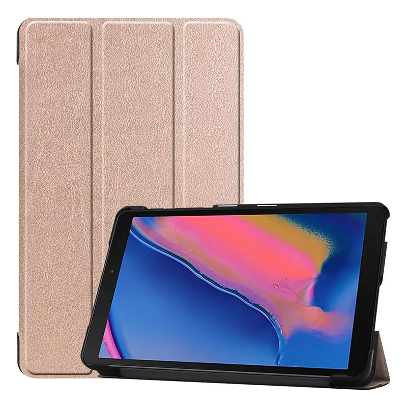 Rose gold Чехол для samsung Galaxy Tab A, 8,0 дюймов, S, ультра тонкий кожаный чехол с магнитной подставкой для Galaxy Tab, SM-P200, SM-P205, Funda - Цвет: Rose gold