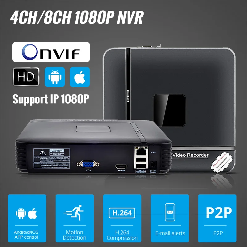 H.264 CCTV 1080P 720P IP камера безопасности комплект мини Полный AHD 4/8CH ONVIF 2 0 P2P NVR